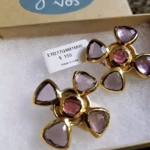 Designer Julie Vos Clip On Earrings Flower Purple